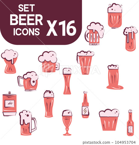 Set of colored beer icons Vector 104953704