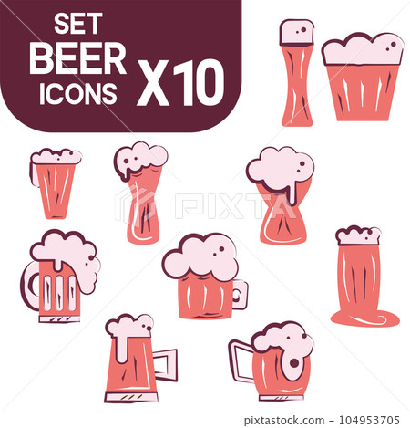 Set of colored beer icons Vector 104953705