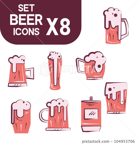 Set of colored beer icons Vector 104953706