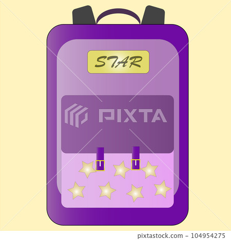 Backpack purple with lettering star, luggage or school bag, vector flat icon. 104954275