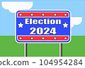 USA 2024 election vector background road sign 104954284