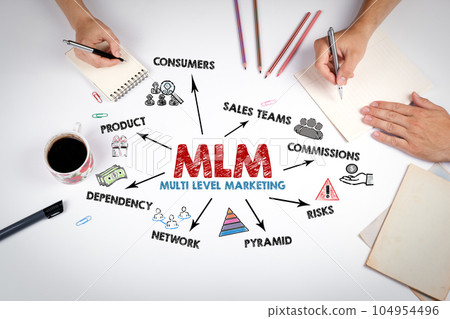 MLM multi level marketing Concept. The meeting at the white office table 104954496