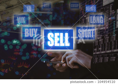 Image of stock trading on a smartphone SELL Image of stock trading on a smartphone SELL 104954510