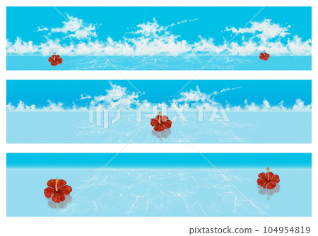 Summer illustration material (・∀・) Hibiscus floating in the sea 104954819