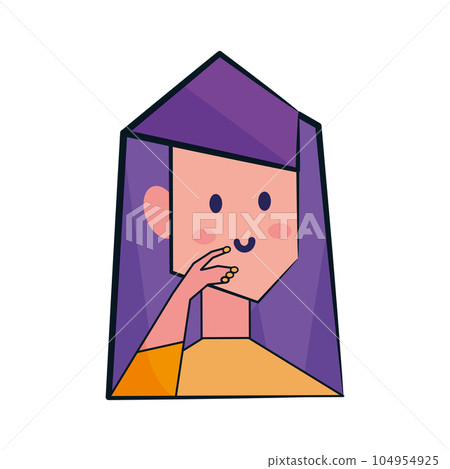 Isolated colored low poly girl character Vector Isolated colored low poly girl character Vector 104954925