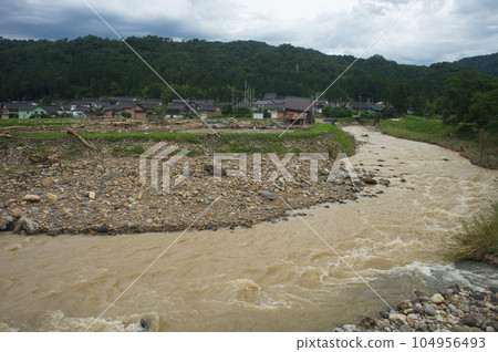 Around Shiraiwa Bridge after Shiraiwa River hit by heavy rain Around Shiraiwa Bridge after Shiraiwa River hit by heavy rain 104956493