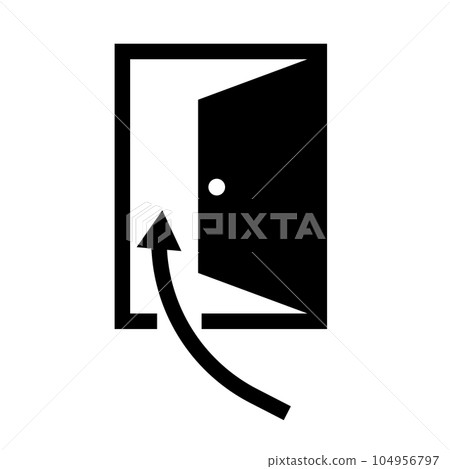 Open door and arrow. Enter. vector. 104956797