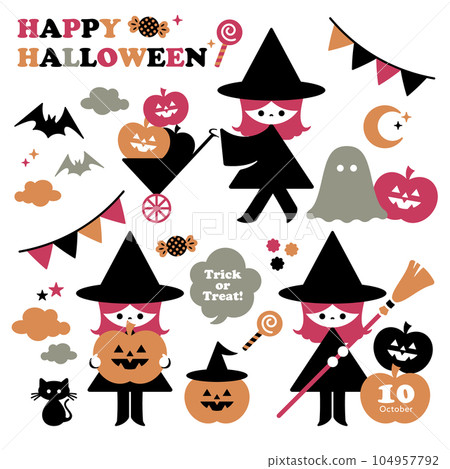 Halloween girl illustration set 2 104957792