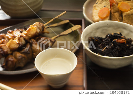 Sake appetizer and sake Sake appetizer and sake 104958171