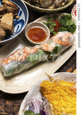 Vietnamese food table Vietnamese food table 104958172