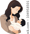 年輕媽媽抱著剛出生的嬰兒 104958501