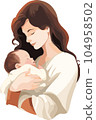 年輕媽媽抱著剛出生的嬰兒 104958502