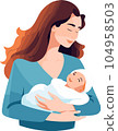 年輕媽媽抱著剛出生的嬰兒 104958503