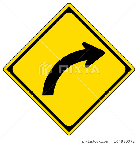 Road signs, warning signs, there is a right turn 104959072