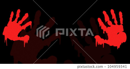 Scary handprint illustration of a ghost floating in the dark 104959341