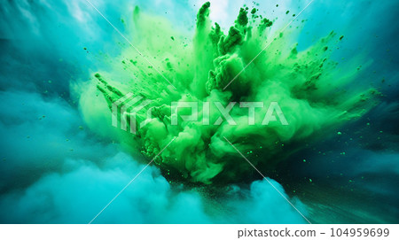 彩色彩虹色粉末爆炸的全景背景 彩色彩虹色粉末爆炸的全景背景 104959699