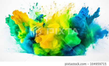 Panoramic background with explosion of colorful iridescent color powder Panoramic background with explosion of colorful iridescent color powder 104959715