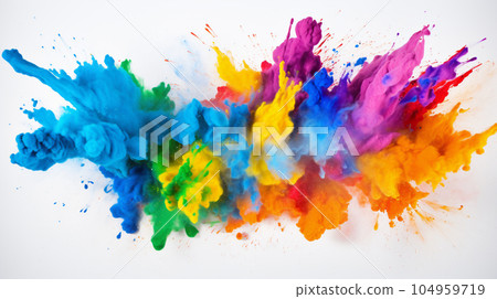 Panoramic background with explosion of colorful iridescent color powder Panoramic background with explosion of colorful iridescent color powder 104959719