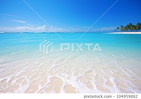 Beautiful white sand beach and emerald green sea: AI-generated image Beautiful white sand beach and emerald green sea: AI-generated image 104959882