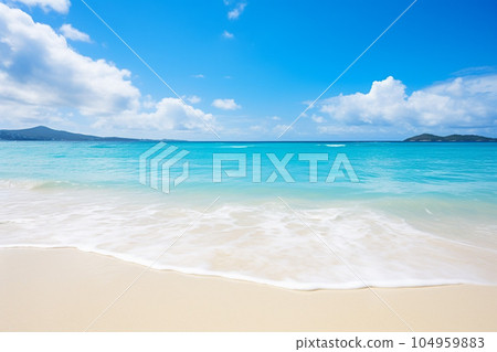 Beautiful white sand beach and emerald green sea: AI-generated image 104959883