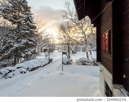View of the ski resort at sunrise 104960254