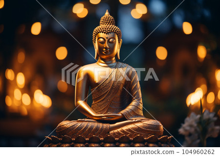 表情平靜的金色佛像:人工智能生成的圖像 表情平靜的金色佛像:人工智能生成的圖像 104960262