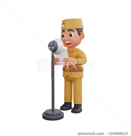 3d warrior character with indonesian independence day concept 3d warrior character with indonesian independence day concept 104960623