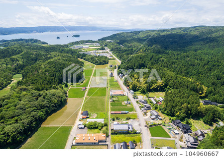 Drone shooting | Blue sky and natural scenery of Notojima and Nanao Bay | Shooting the south side of Notojima | Nanao City, Ishikawa Prefecture Drone shooting | Blue sky and natural scenery of Notojima and Nanao Bay | Shooting the south side of Notojima | Nanao City, Ishikawa Prefecture 104960667