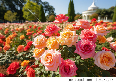 Rose garden full of beautiful roses:... - Stock Illustration [104960727] - PIXTA
