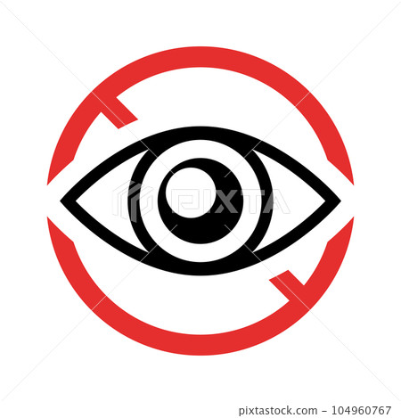 帶眼睛的禁止標誌。請不要看。向量。 104960767