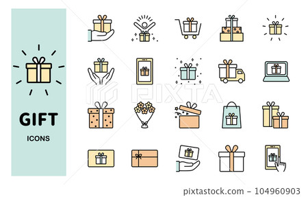 Gift icon set 104960903