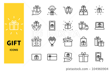 Gift icon set 104960904