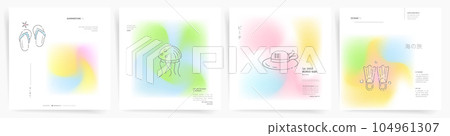 Gradient Summer Background. Aesthetic Poster or Banner Template for Business, Decorative Patterns, Social Media Posts, or other design layouts. Travel, Relax and Sea Vacation mood. Bright Colors Set 104961307