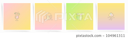 Gradient Summer Background. Aesthetic Poster or Banner Template for Business, Decorative Patterns, Social Media Posts, or other design layouts. Travel, Relax and Sea Vacation mood. Bright Colors Set 104961311