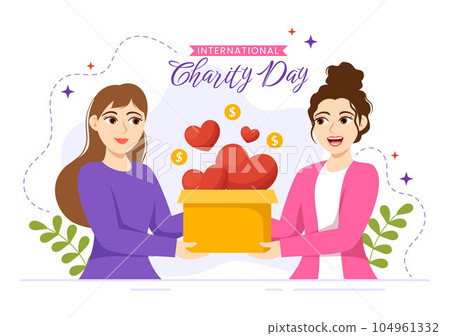 International Day of Charity Vector Illustration on 5 September with Donation Package Love Concept Background in Flat Cartoon Hand Drawn Templates 104961332