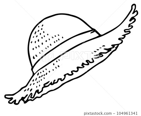straw hat line drawing 104961341