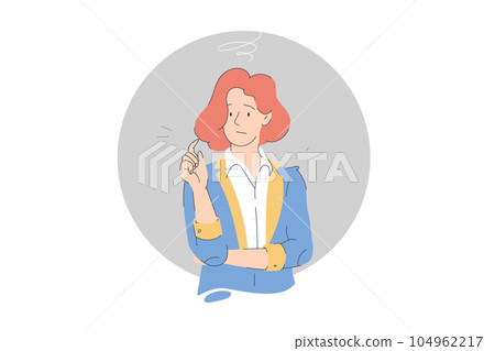 Thinking man standing pensive contemplating looking skeptic 104962217