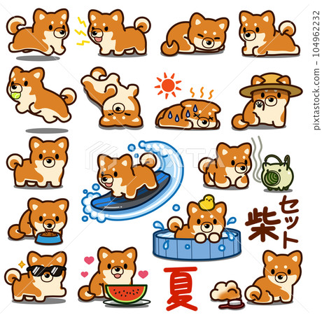 Shiba Inu deformed illustration set [summer] 104962232