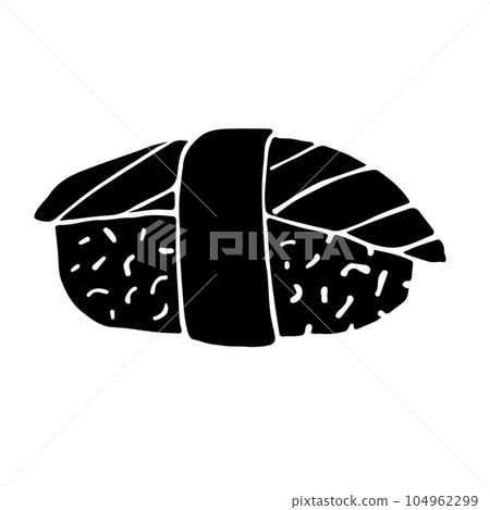 Vector hand drawn doodle sketch black sushi roll 104962299