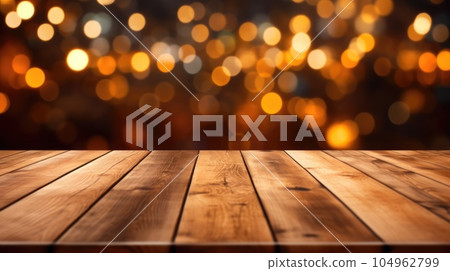 The empty wooden table top with blur background of restaurant at night. Exuberant. The empty wooden table top with blur background of restaurant at night. Exuberant. 104962799