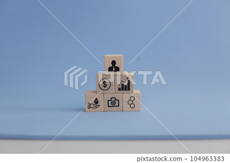 Success concept for Business man working in investment. Blue background. Success concept for Business man working in investment. Blue background. 104963383