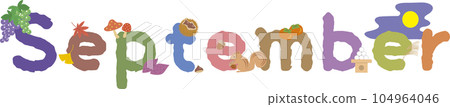 Decorative letters (colorful) combining the English word "September" with autumn traditions 104964046