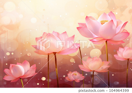 金色背景上美麗的蓮花:AI 生成的圖像 金色背景上美麗的蓮花:AI 生成的圖像 104964399