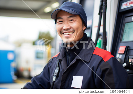 Male staff working at a gas station: AI-generated image 104964464
