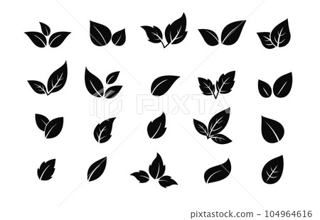 Set of green leaf icons. Leaves icon. Leaves of trees and plants. Collection green leaf 104964616