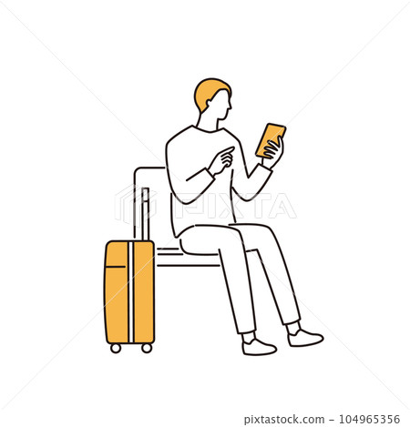 Male tourist checking on smartphone Male tourist checking on smartphone 104965356