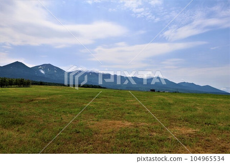 Hokkaido in July, embraced by the bosom of Daisetsuzan National Park, Hokkaido in early summer with a view of Mt. Tokachi, Mt. Furano, Mt. Biei, and Mt. Biei Hokkaido in July, embraced by the bosom of Daisetsuzan National Park, Hokkaido in early summer with a view of Mt. Tokachi, Mt. Furano, Mt. Biei, and Mt. Biei 104965534