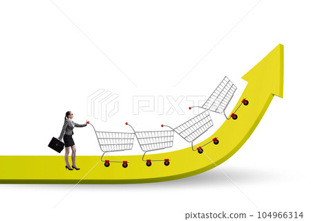 High inflation concept with people and shopping cart 104966314