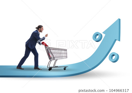 Man in high grocery inflation concept Man in high grocery inflation concept 104966317