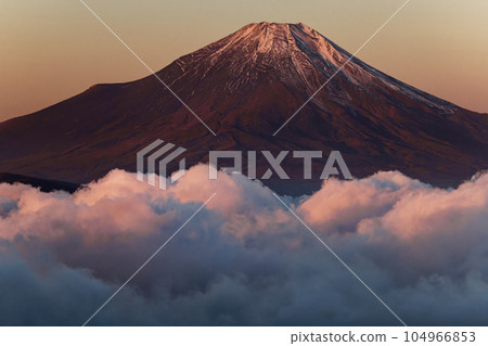 Mt. Fuji and the sea of sunrise as seen from the Tanzawa-Kotodo-maru Mt. Fuji and the sea of sunrise as seen from the Tanzawa-Kotodo-maru 104966853